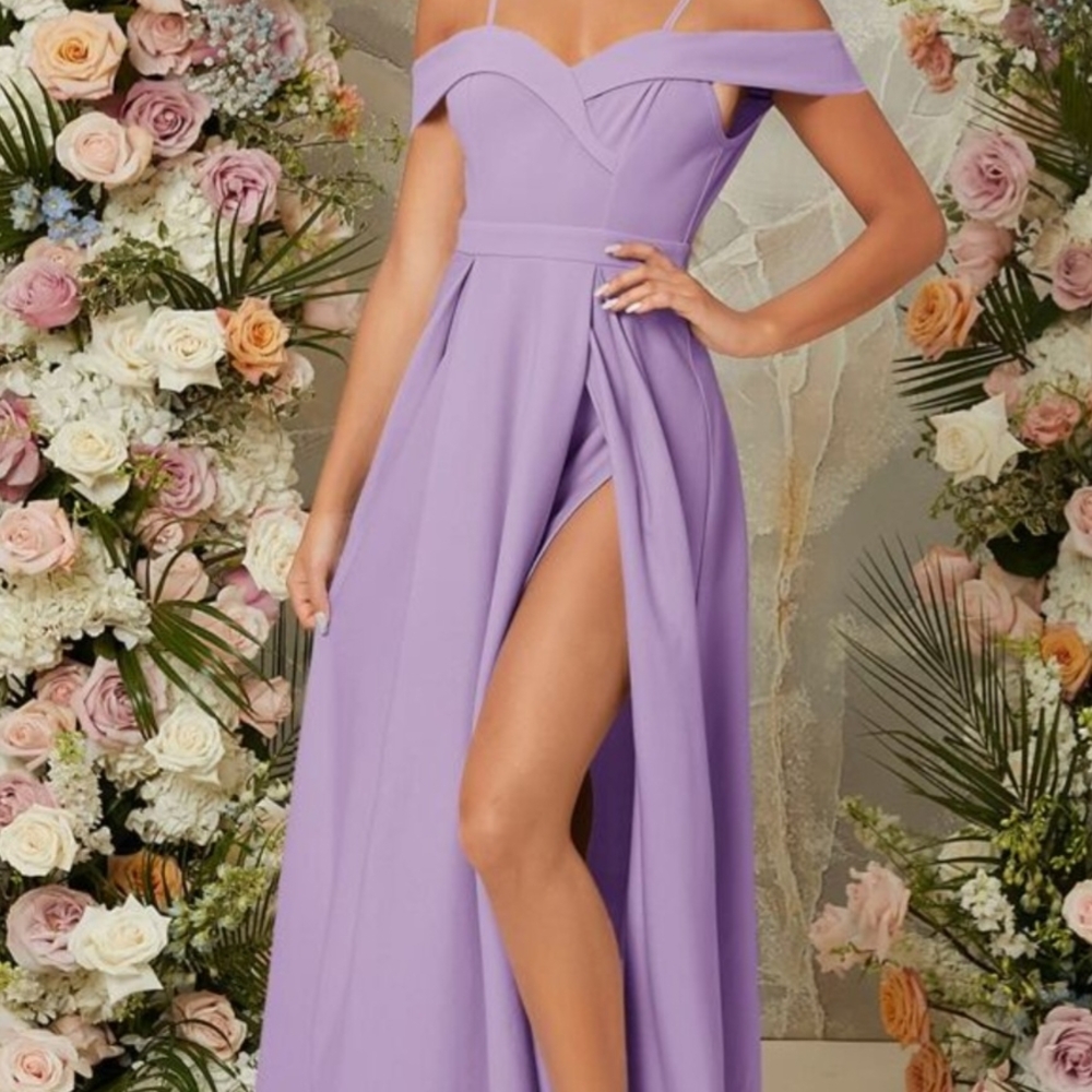 Elegant Lavender Off-Shoulder Dress